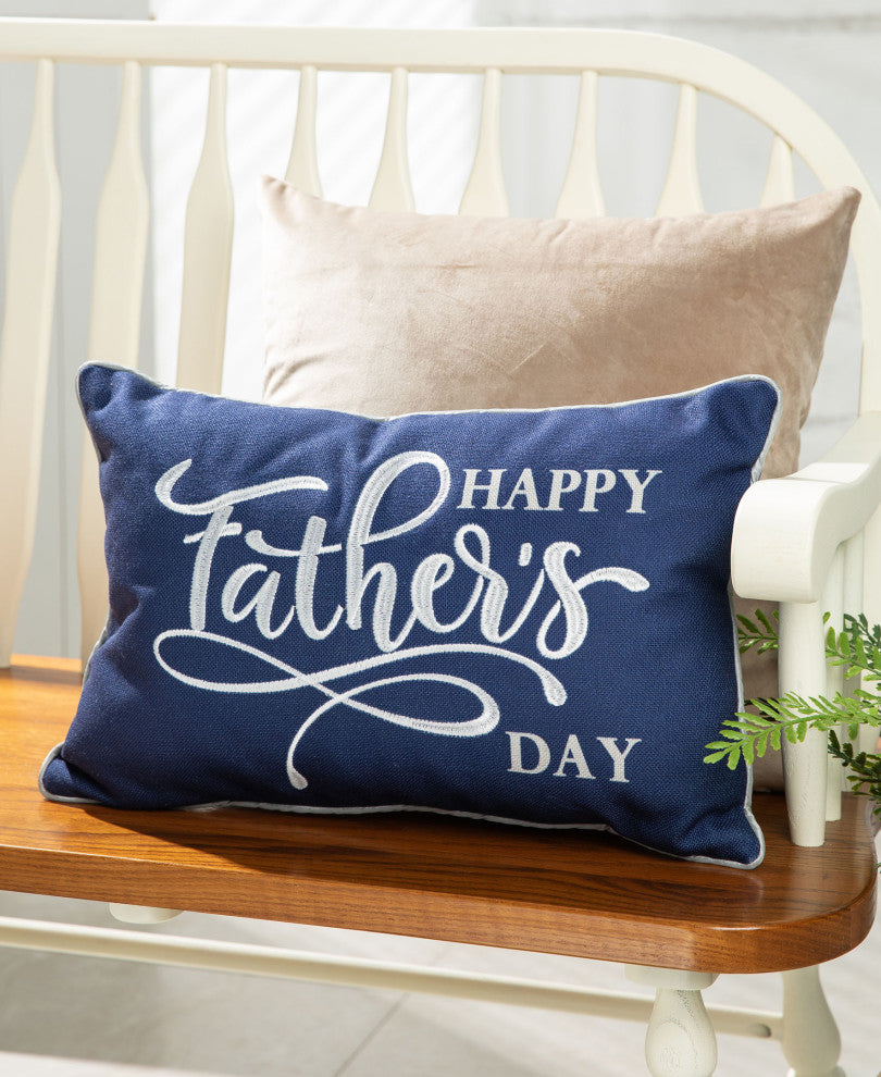 18" Faux Burlap Happy Father's Day Pillow