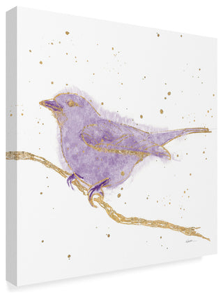 Shirley Novak 'Gilded Bird I Lavender' Canvas Art, 14"x14"