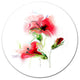 Red Floral Watercolor Illustration, Animal Disc Metal Artwork, 36"