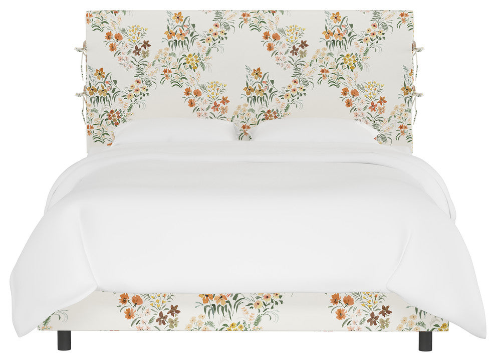 Bern King Slipcover Bed With Ties, Lucinda Floral Harvest