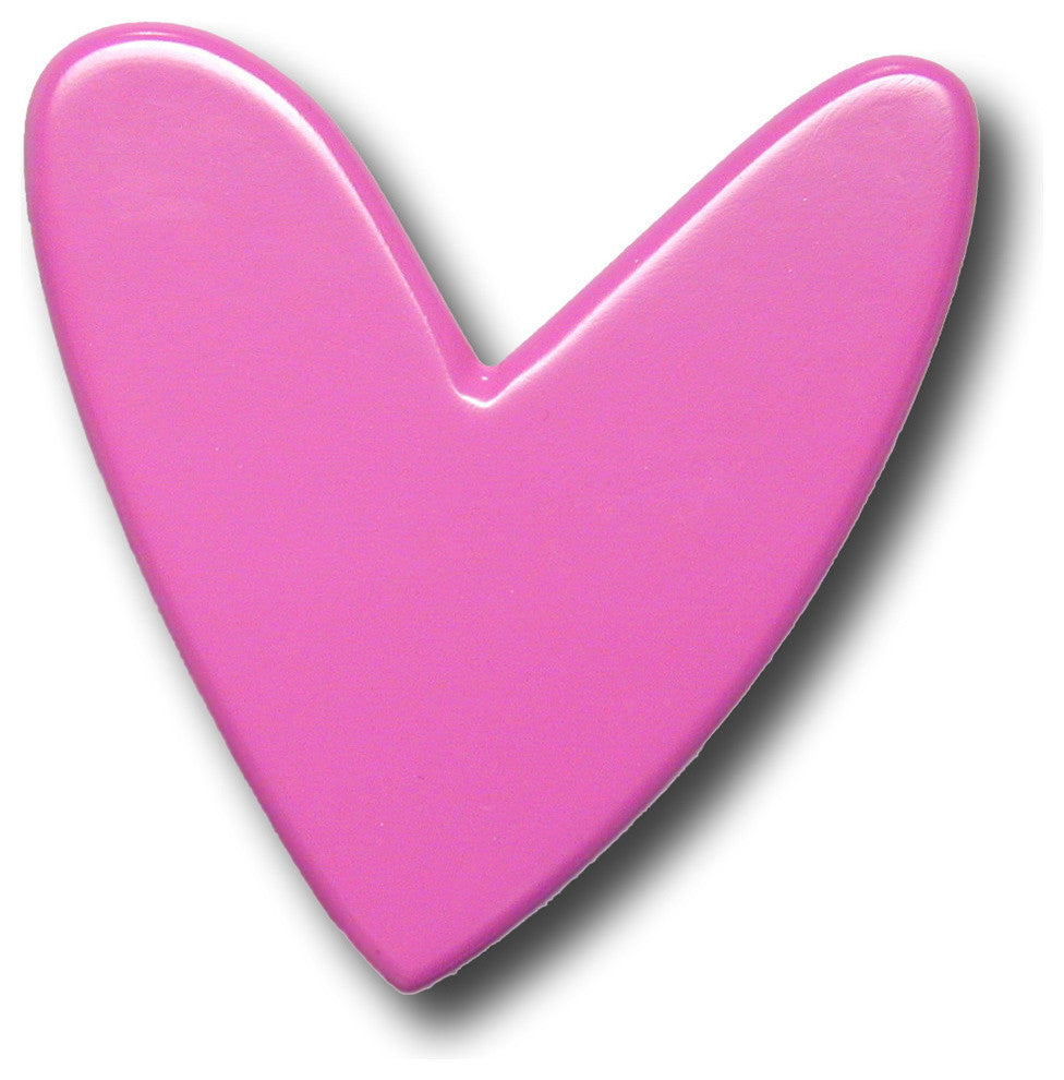 Modern Heart Wooden Drawer Pull, Fuschia