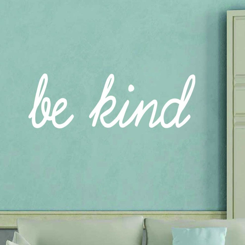 VWAQ Be Kind Wall Decal Inspirational Quotes, White, 7"x22"