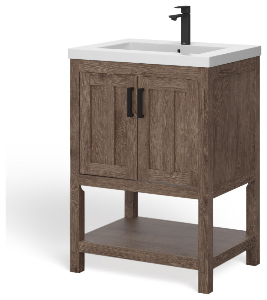 The Betsy Bathroom Vanity, Brown, 24", Single Sink, Freestanding