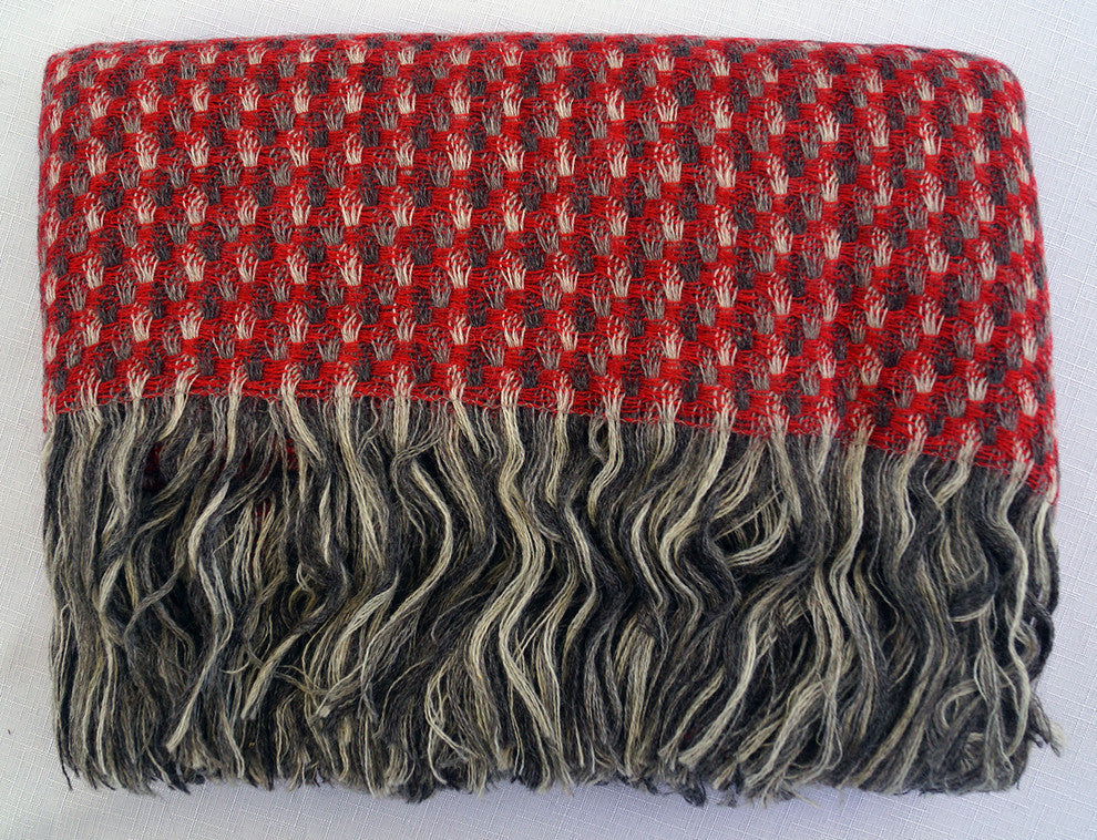 Kauri Wool Throw Blanket, Red