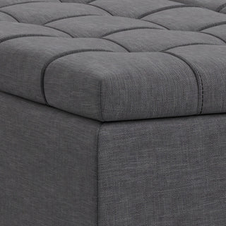 Laura Mid Century Lift Top Storage Ottoman, Slate Grey
