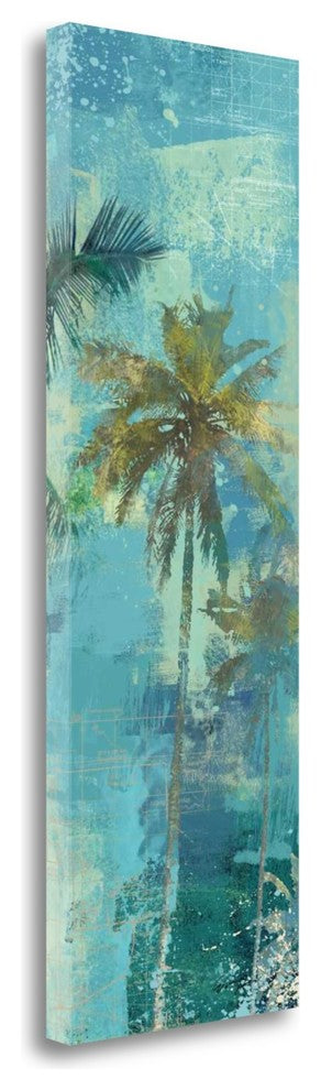 "Teal Palm Triptych III" By Eric Yang, Giclee Print on Gallery Wrap Canvas