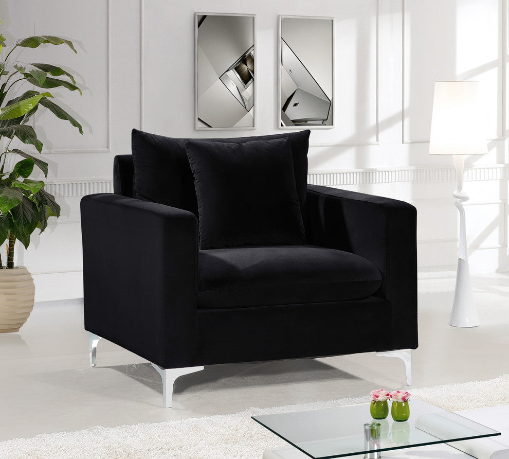 Naomi Velvet Upholstered Chair, Black