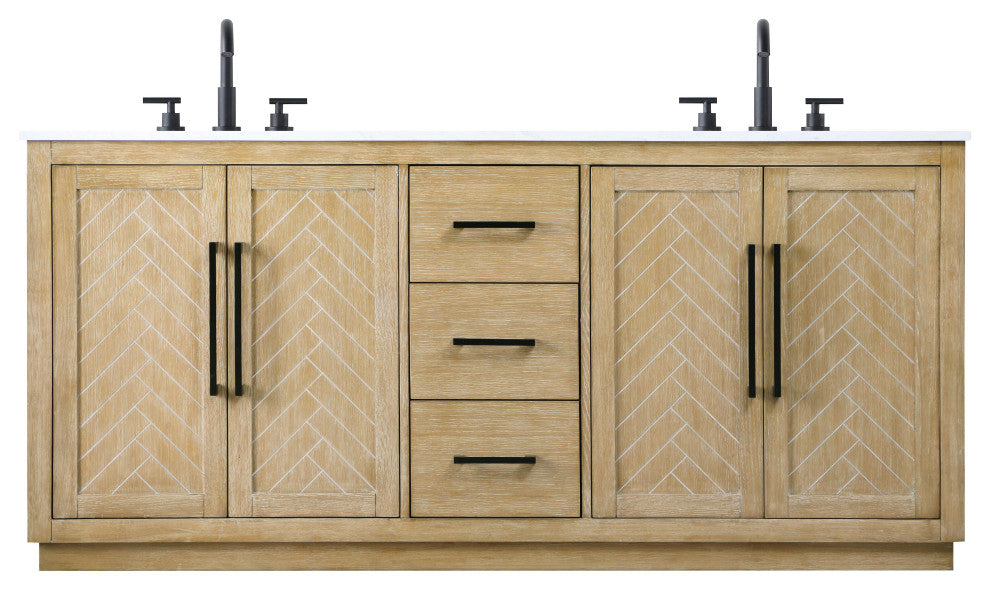 Home Living 72" Double Bathroom Vanity, Linen Oak