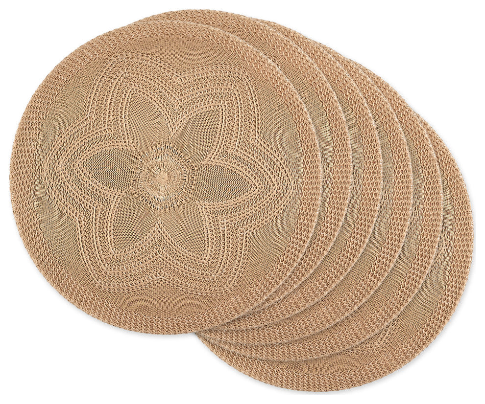 Stone Floral Pp Woven Round Placemat, Set Of 6