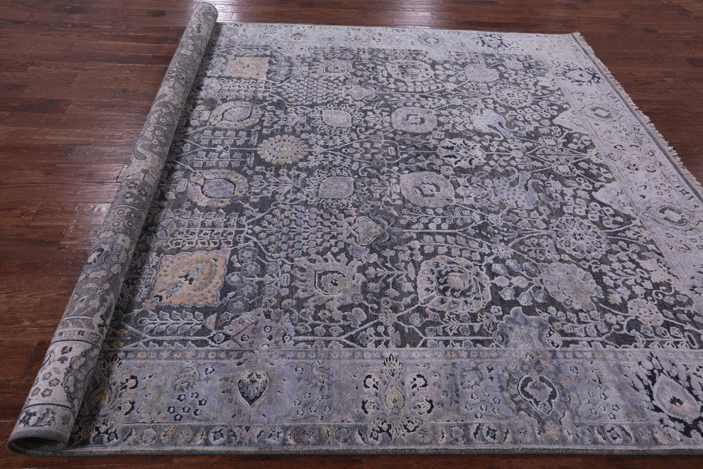 8' 11" X 12' 1" Wool and Silk Persian Handmade Rug Q9097