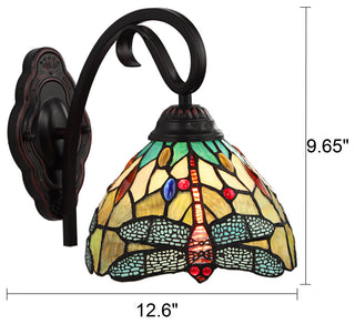 Empress Dragonfly Tiffany-Style 1 Light Wall Sconce 8" Wide