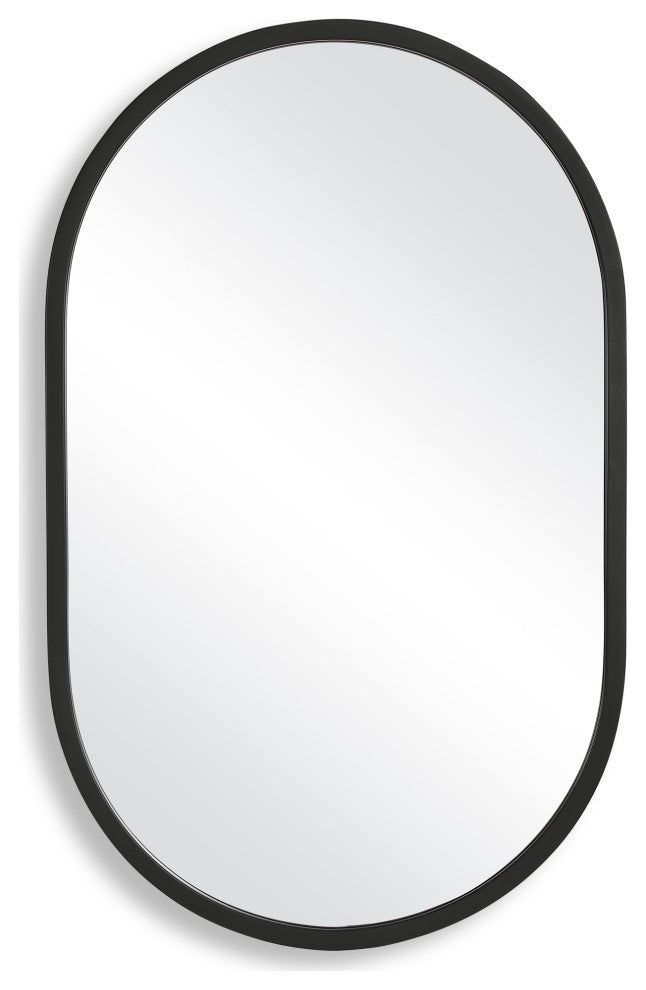 32" Industrial Black Oval Mirror