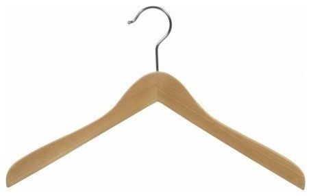 Wooden Concave Top/Coat Hanger, Walnut/Chrome Finish, Natural/Chrome, Box of 50