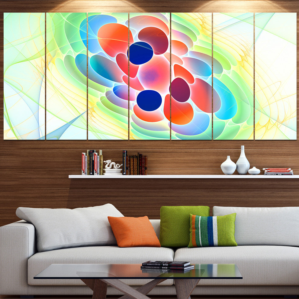 Fractal Virus under Microscope, Abstract Wall Art Canvas, 83"x32", 7 Panels