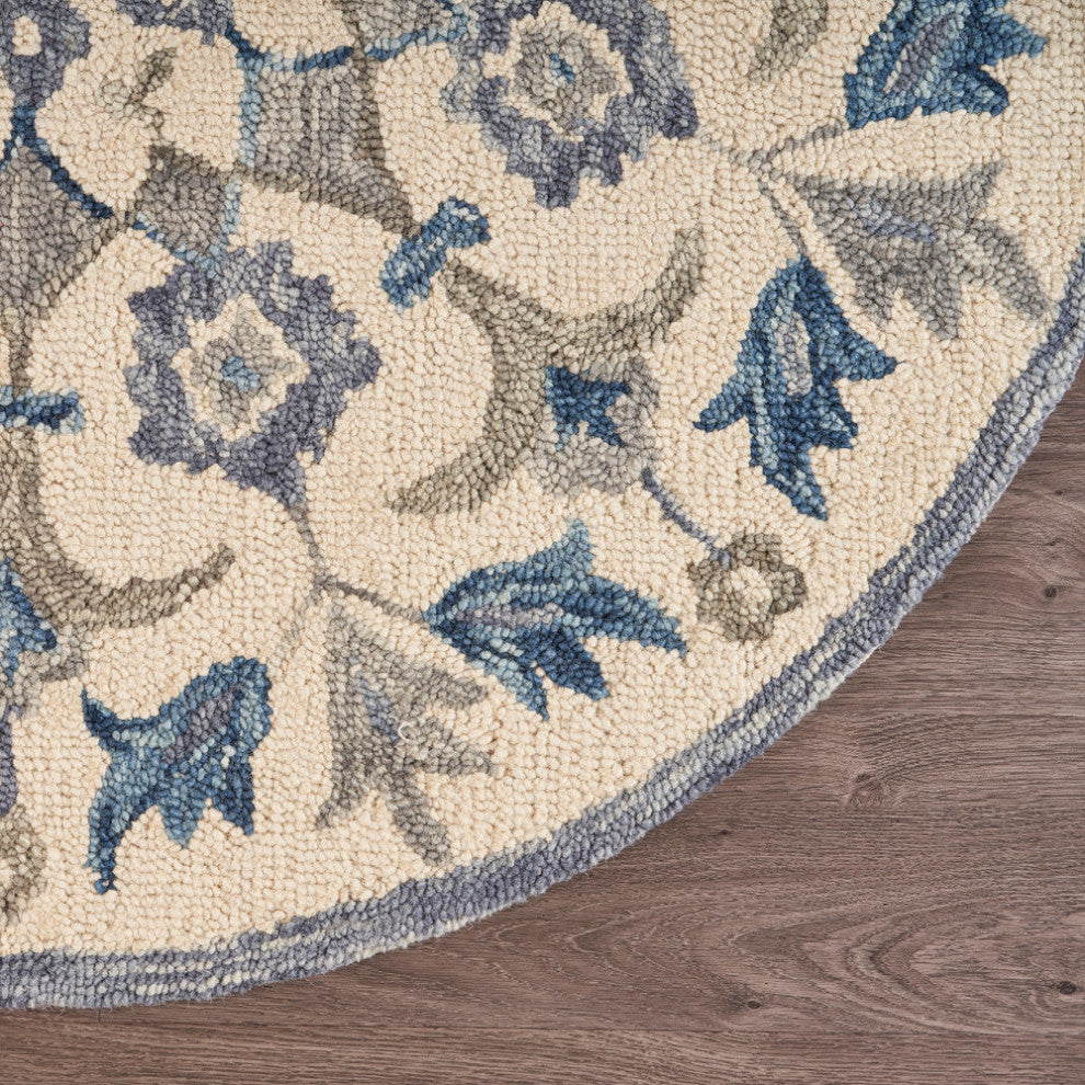 Blue Floral Area Rug