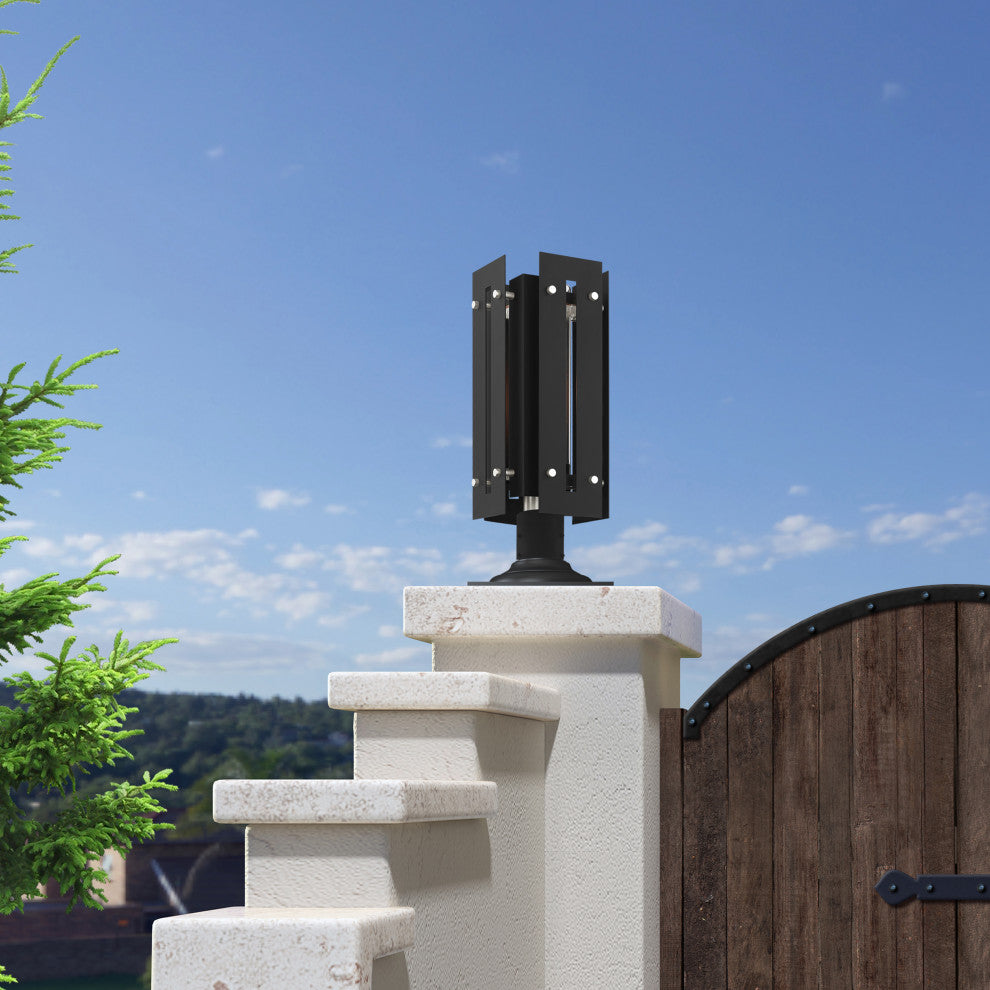 Livex Utrecht 1 Light Black/Brushed Nickel Large Outdoor Post Top Lantern