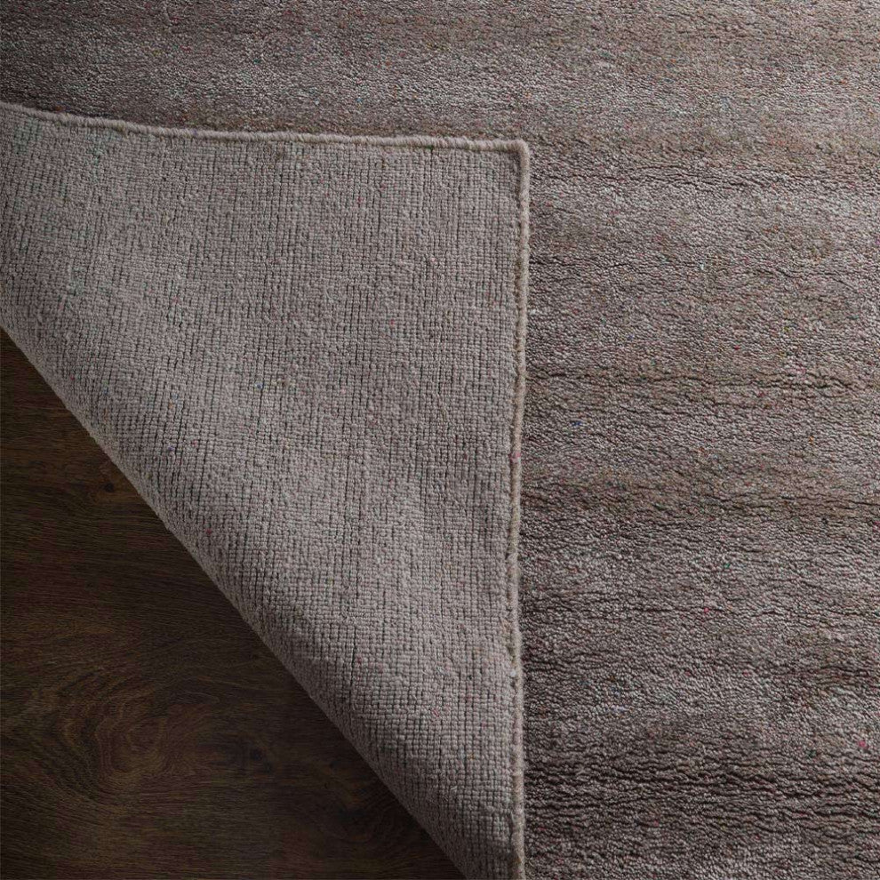 Hand Knotted Loom Silk Mix Area Rug Solid Beige