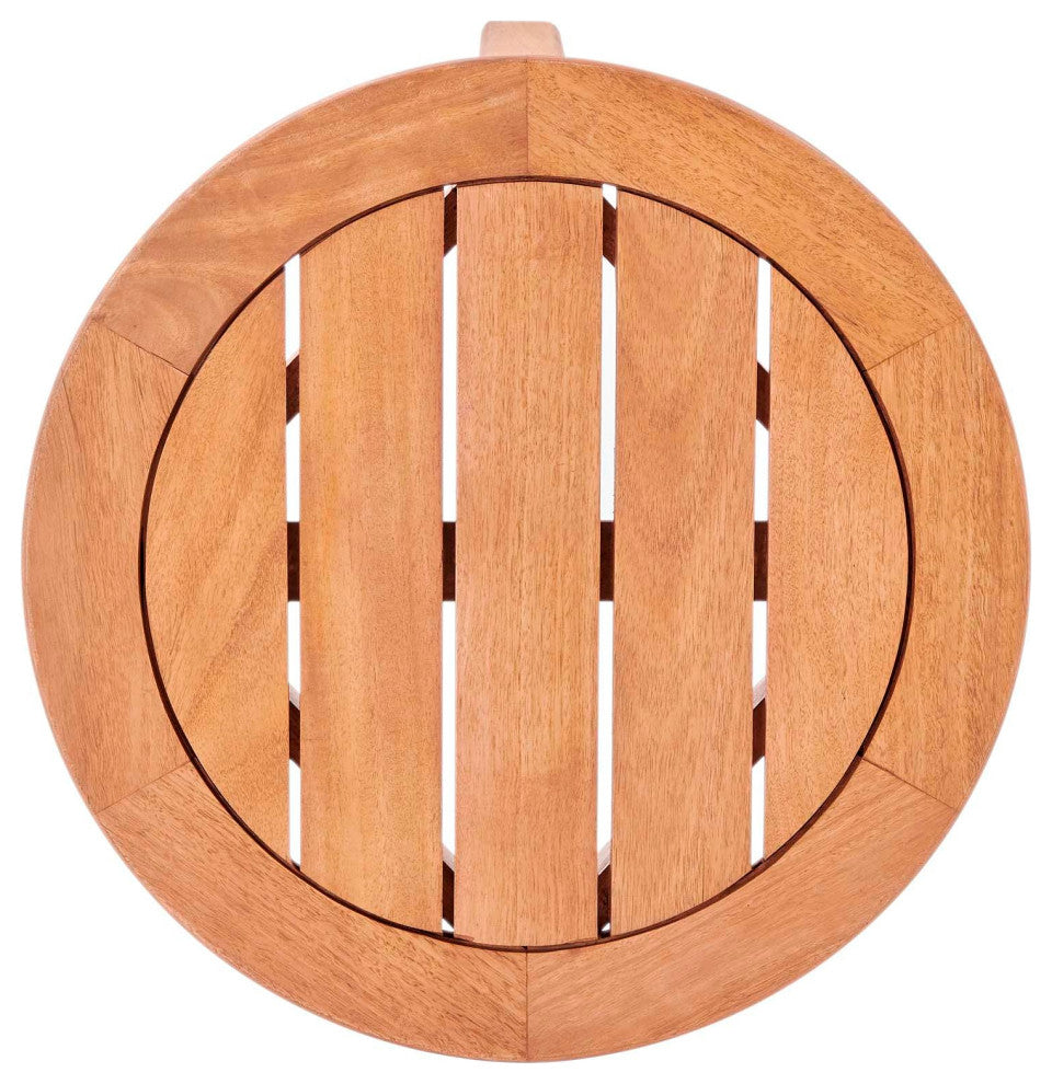 Lounge Side Table, Round, Wood, Brown Natural, Modern, Outdoor Patio Cafe Bistro
