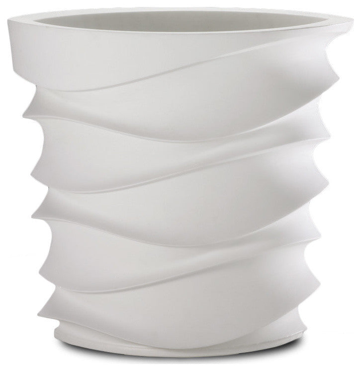 Eye Am Artistic Curved Planter for All Weather - 26" Planter, Alpine White