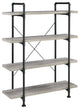 Benzara BM233213 56" 4 Tier Metal and Wooden Bookcase, Black and Gray