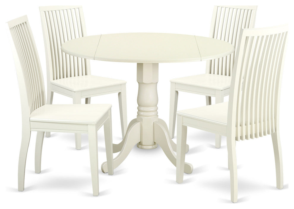 5 Pc Dublin Kitchen Table Set -Dining Table And 4 Wood Seat Kitchen Chairs