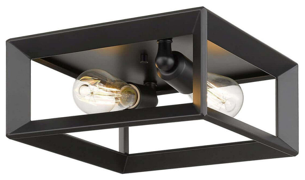 12 Inch 2 Light Flush Mount, Matte Black, None
