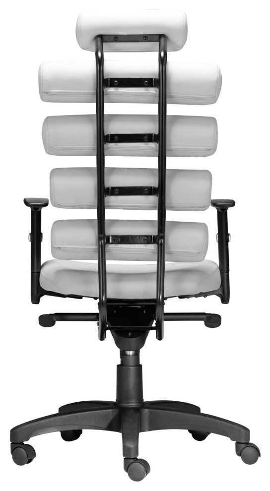 Computer Chair, Faux Vinyl Leather, Steel, White, Black, Home Business Office