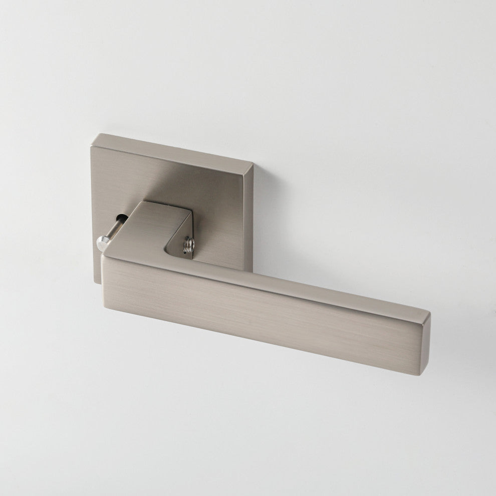 Modern Heavy Duty Designer Interior Door Lever - Allen Collection, Satin Nickel, Privacy Right Hand