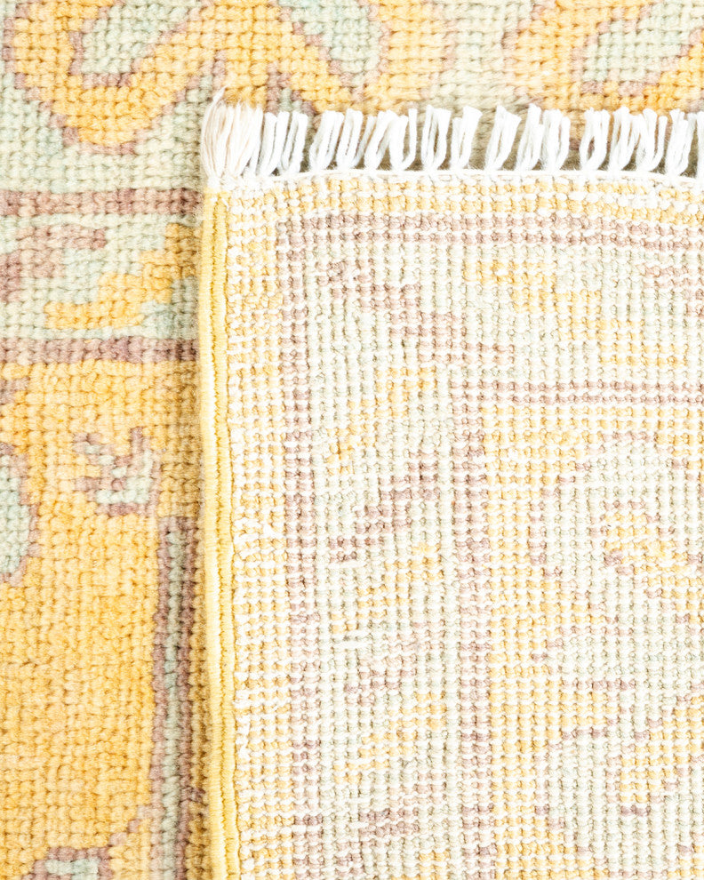 Eclectic, One-of-a-Kind Hand-Knotted Area Rug Yellow, 3'6"x9'0"