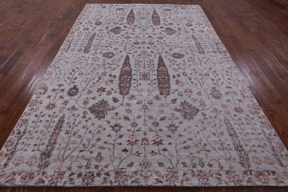 Cypress Tree Hand Knotted Wool and Silk Rug 6' 5" X 9' 4" Q7066