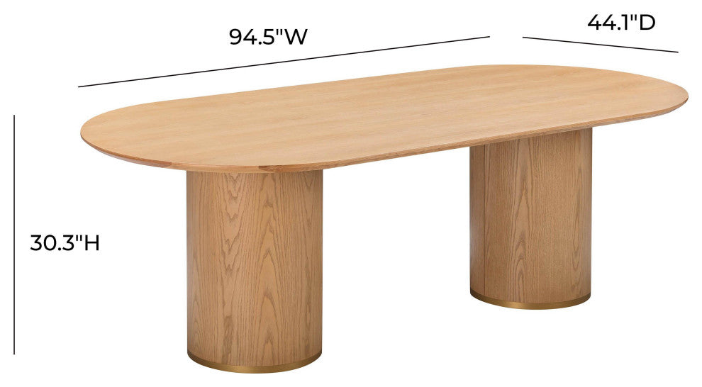 Brandy Natural Ash Wood Oval Dining Table