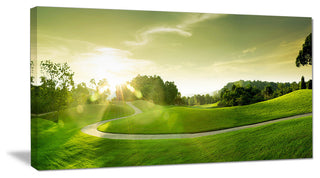 Green Valley Panorama, Landscape Canvas Art Print, 60"x28"