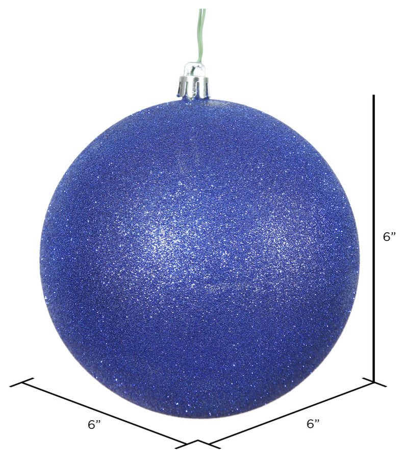 6" Cobalt Glitter Ball Drilled 4/Bag