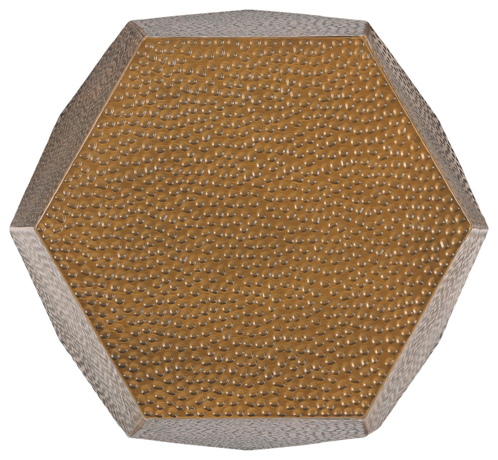 Spofford Modern Hammered Iron Geometric Side Table, Brushed Antique Gold