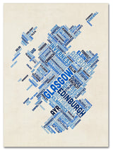 Michael Tompsett 'Scotland Typography Text Map 5' Canvas Art, 19"x14"