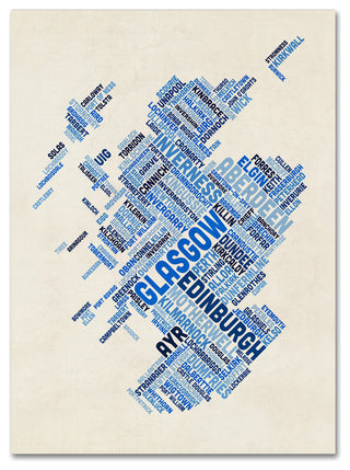 Michael Tompsett 'Scotland Typography Text Map 5' Canvas Art, 19"x14"