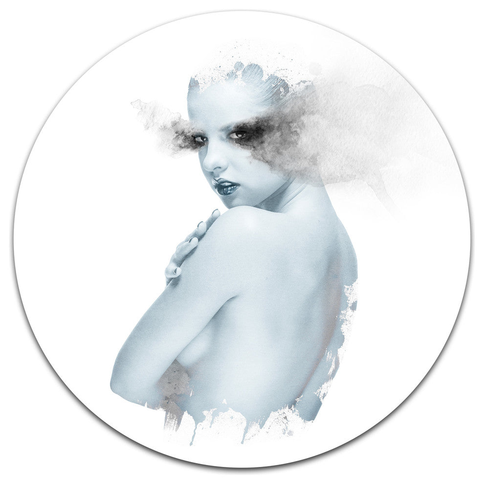 Beautiful Young Woman Double Exposure, Portrait Disc Metal Artwork, 11"