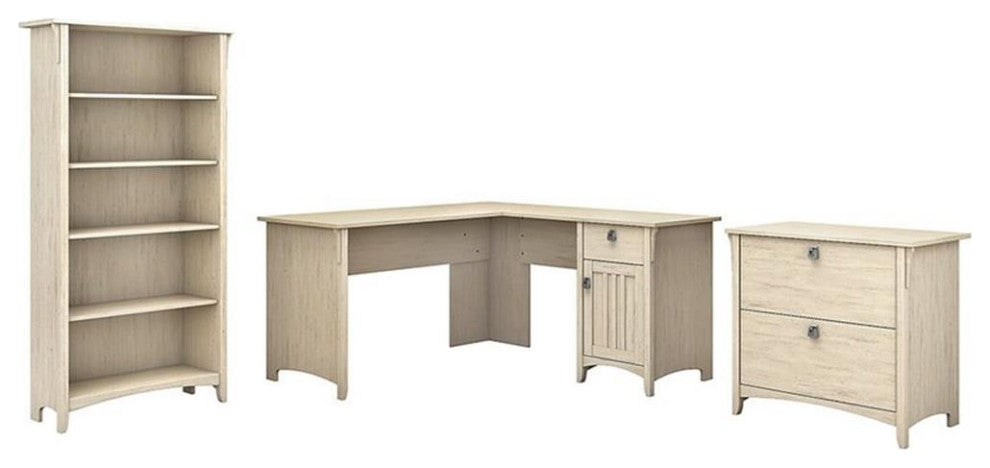Scranton & Co Furniture Salinas 60" L Desk with File Cabinet & 5 Shelf Bookcase