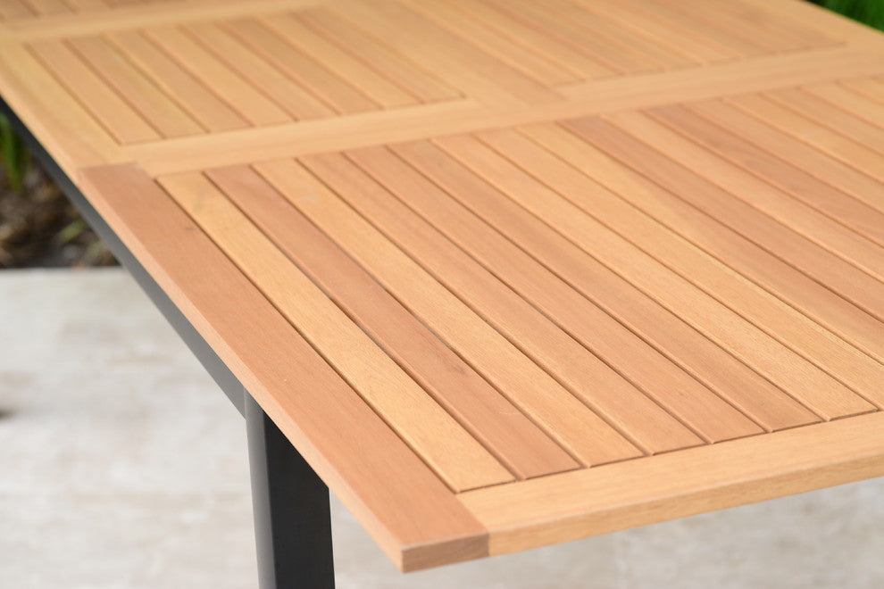 Amazonia Teak Finish and Aluminum Bora Rectangular Extendable Patio Dining Table