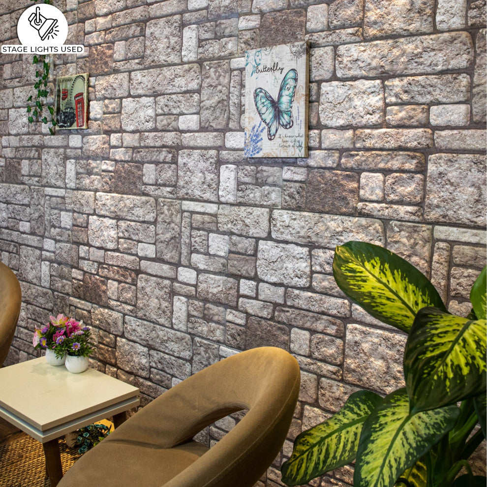 Faux Stone Brick 3D Wall Panels, Gray, Sample 10x10"