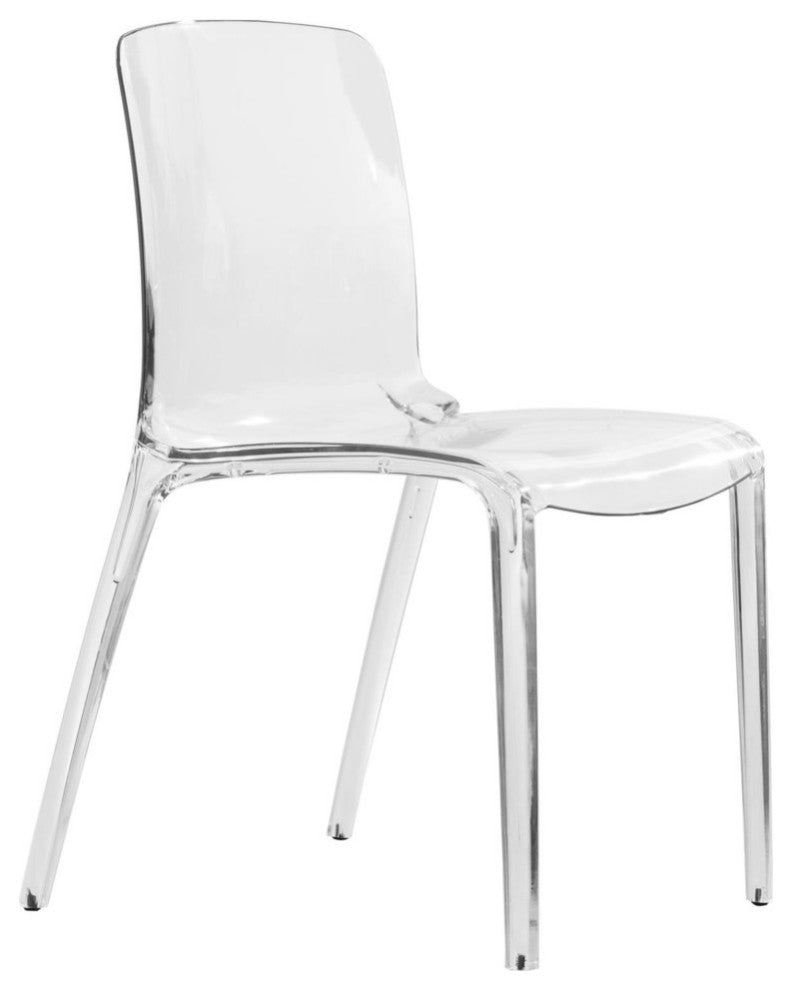LeisureMod Murray Lucite Stackable Molded Dining Side Chair, Clear