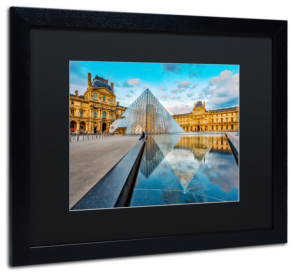 Symetrie du Louvre' Matted Framed Canvas Art by Mathieu Rivrin