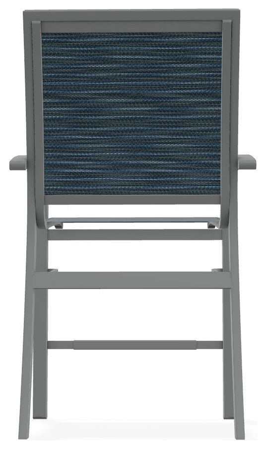 Kendall Sling Balcony Height Stackable Outdoor Stool, Nimbus Ocean/Graphite
