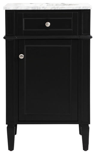 Home Living Vanity with Carrara White Marble Countertop, Black, 21", Single Sink