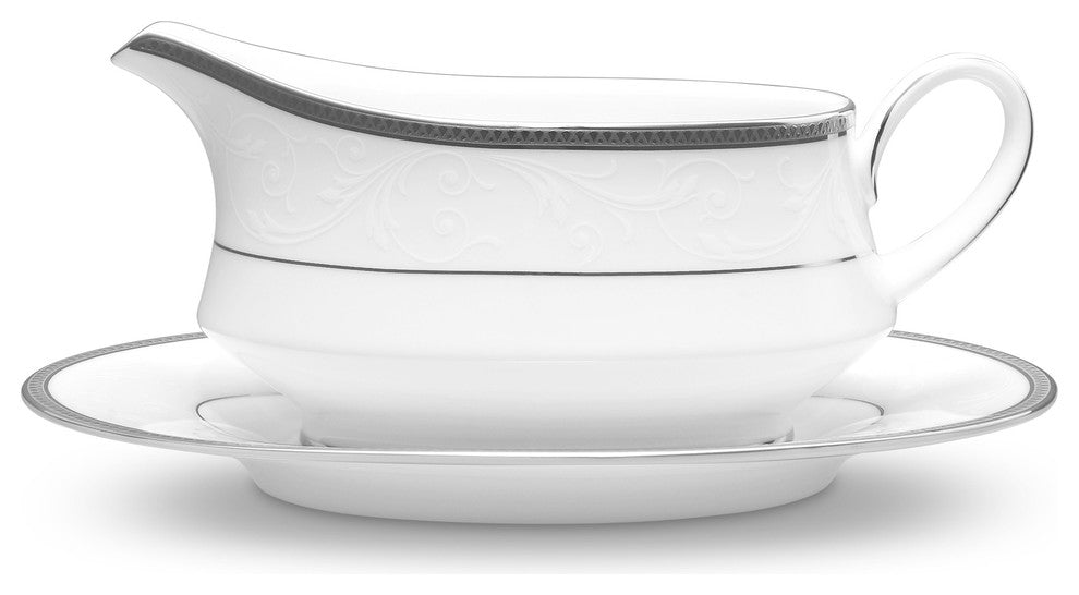 Noritake Regina Platinum Gravyboat & Stand