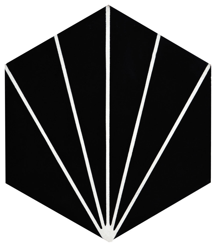 Menara Handmade Cement Tile, Black/White, Sample
