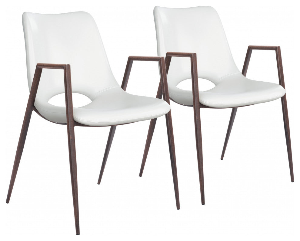 Set of Two White Retro Modern Funk Dining Chairs