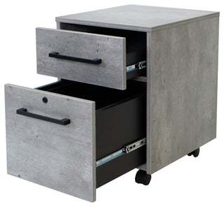 Modern Two Drawer Wood Laminate File Cabinet, Fully Assembled, Concrete Gray