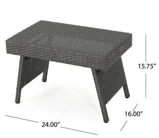 GDF Studio 2-Piece Olivia Outdoor Gray Wicker Chaise Lounge and Table Set