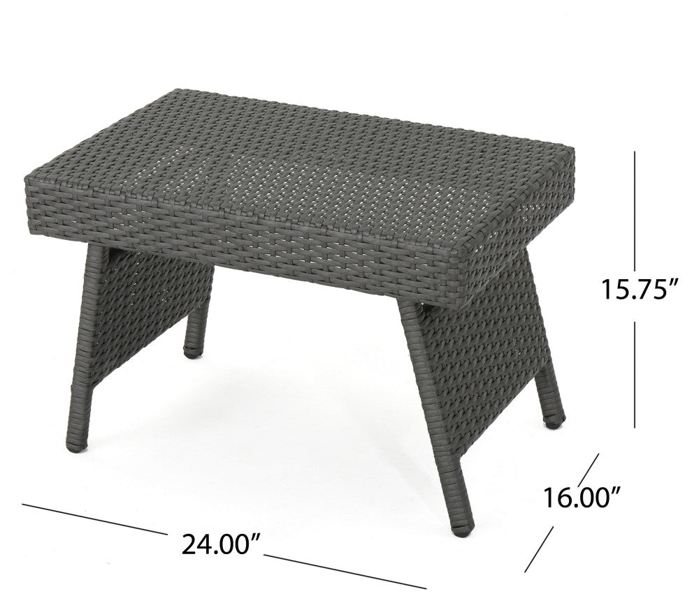 GDF Studio 2-Piece Olivia Outdoor Gray Wicker Chaise Lounge and Table Set